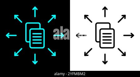 Modern File Sharing Icon with Arrows Showing Data Transfer. Stock Vector
