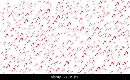 A vibrant pattern of red musical notes on a white background.. Stock Vector