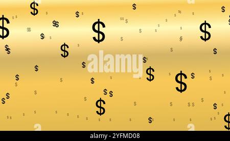 Dollar symbols of different sizes and opacity seamless background pattern vector illustration. Stock Vector