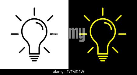 Light bulb outline icon illustration. illuminated lamp. Stock Vector