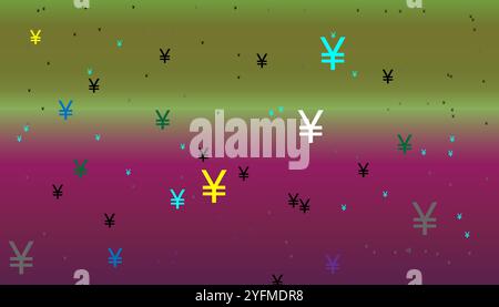 Yen symbols of different sizes and opacity seamless background pattern vector illustration. Stock Vector