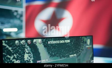 Empty military command center drone control agency with the russian ...