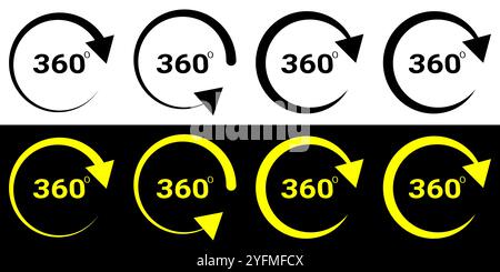 360 degree rotation symbol design. Angle 360 degree geometry math sign icon. Stock Vector