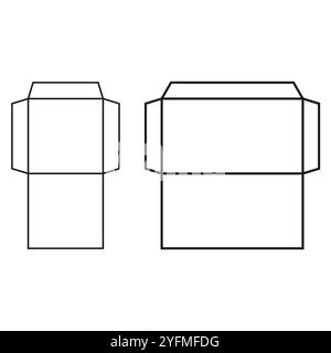 Packaging box outline. Folding carton shape. Empty box vector. Black minimal design. Stock Vector