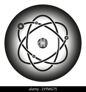 Atom symbol. Molecular structure. Science vector icon. Orbiting electron illustration. Stock Vector