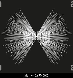 Starburst abstract design. Radiating line vector. Black and white pattern. Symmetrical geometric icon. Stock Vector