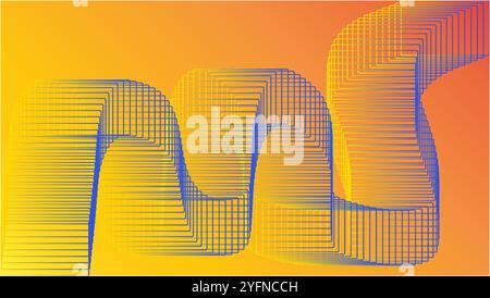 Background of Yellow blue rectangles in wavy line on orange yellow background Stock Vector