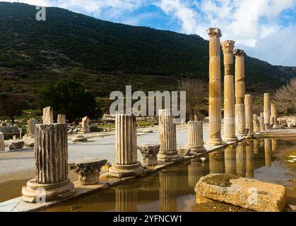 Ruins of the ancient city of Ephesus, located on the territory of Turkey Stock Photo