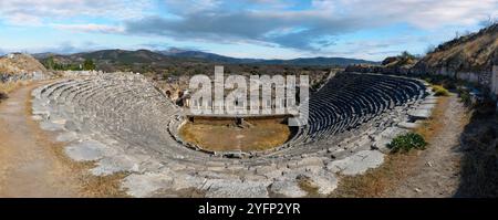 The ruins of Aphrodisias Ancient city (Afrodisias) in Turkey. The old city was named after Aphrodite, the Greek goddess. The ruins of the amphitheater Stock Photo