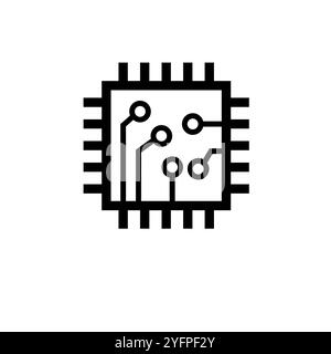 Microchip, Circuit Board, CPU Solid Flat Vector Icon Isolated on White Background. Stock Vector