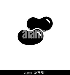 Soya Bean Pod, Soybean Solid Flat Vector Icon Isolated on White Background. Stock Vector