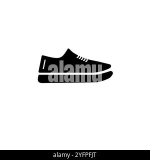 Sneakers, Tennis Shoe, Sport Footwear Solid Flat Vector Icon Isolated on White Background. Stock Vector