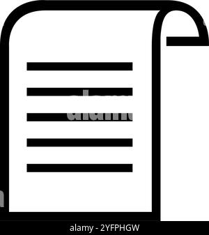 Minimalist black and white document icon, perfect for web and mobile applications. Stock Vector