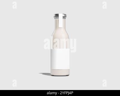 3D Render Of Blank Glass Bottle With Label Stock Photo