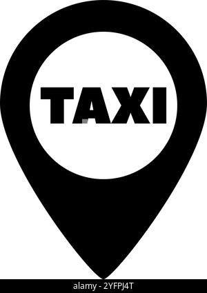 Black vector icon of a taxi location pin for navigation apps. Stock Vector