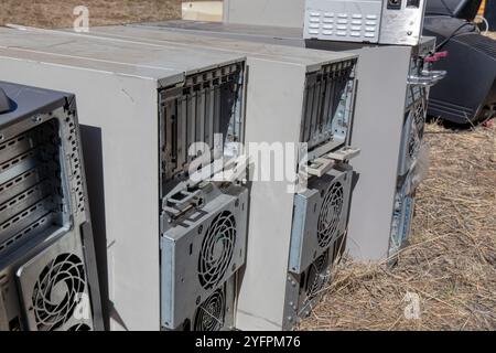 Old and broken computer dumped in a landfill Stock Photo - Alamy