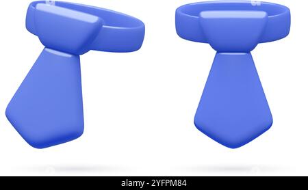 Blue ties 3d vector business icons men fashion formal or office minimal three dimensional element Stock Vector