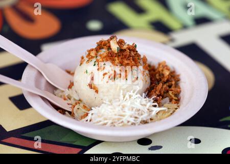 Austrian curd noodles on plum sauce.  Vienna. Austria. Stock Photo