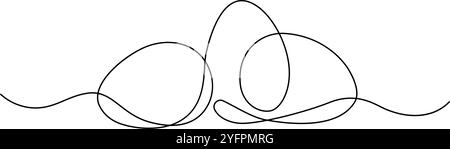 Eggs single continuous line art drawing Easter black and white minimal vector illustration Stock Vector