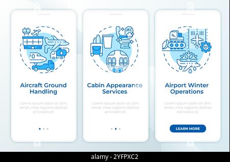 Aircraft ground service blue onboarding mobile app screen Stock Vector