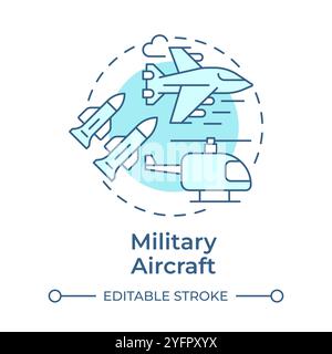 Military aircraft soft blue concept icon Stock Vector