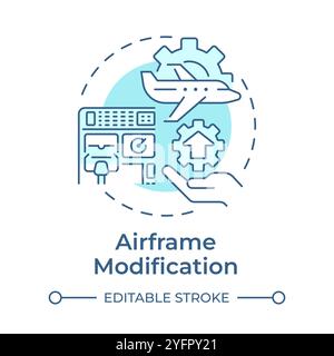 Airframe modification soft blue concept icon Stock Vector