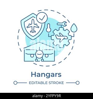 Hangars soft blue concept icon Stock Vector