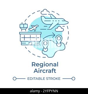 Regional aircraft soft blue concept icon Stock Vector