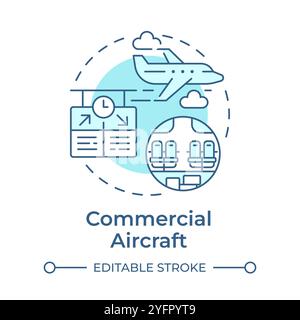 Commercial aircraft soft blue concept icon Stock Vector