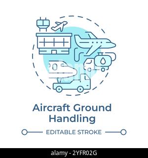 Aircraft ground handling soft blue concept icon Stock Vector