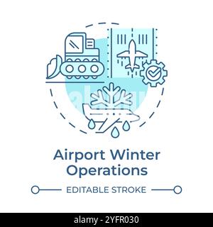 Airport winter operations soft blue concept icon Stock Vector