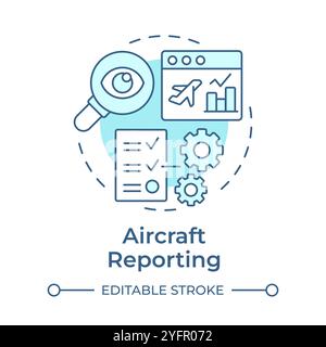 Aircraft reporting soft blue concept icon Stock Vector