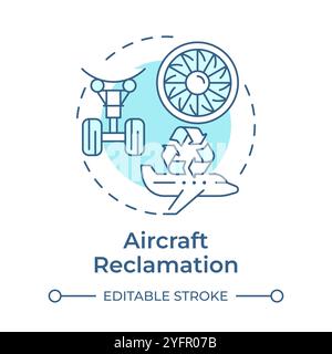 Aircraft reclamation soft blue concept icon Stock Vector