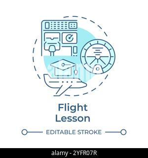 Flight lesson soft blue concept icon Stock Vector