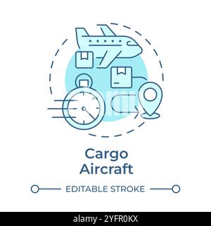 Cargo aircraft soft blue concept icon Stock Vector