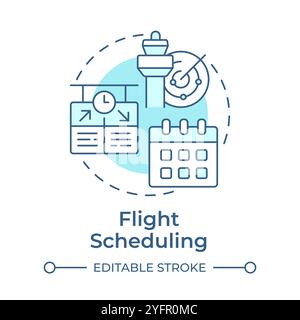Flight scheduling soft blue concept icon Stock Vector