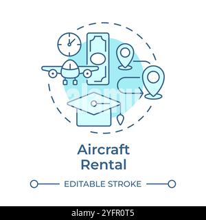 Aircraft rental soft blue concept icon Stock Vector
