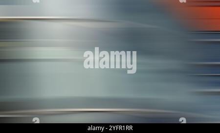 Abstract blurred background - horizontal parallel and curved colored silver stripes and red spot. Web banner. Stock Photo