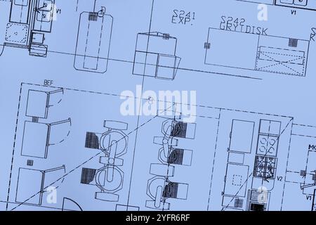 Architectural background. Part of architectural project, architectural plan of a office Stock Photo