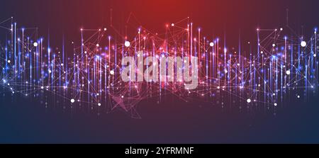 Big Data futuristic, technology light design. Vector datum digital background. Illustration innovation of data system. Hand drawn illustration. Stock Vector