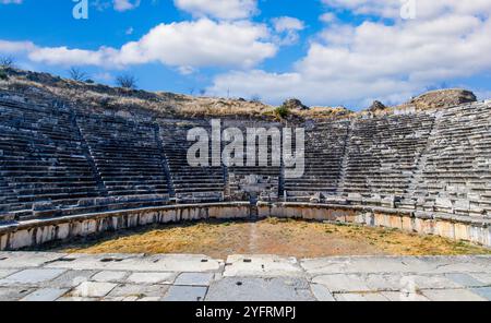 The ruins of Aphrodisias Ancient city (Afrodisias) in Turkey. The old city was named after Aphrodite, the Greek goddess. The ruins of the amphitheater Stock Photo