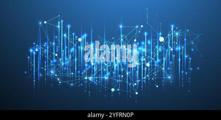Big Data futuristic, technology light design. Vector datum digital background. Illustration innovation of data system. Hand drawn illustration. Stock Vector