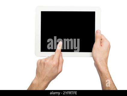 Man holding digital tablet with blank screen Stock Photo