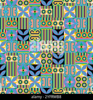 Colorfulness and symmetry create an colorful kaleidoscope seamless pattern Stock Vector