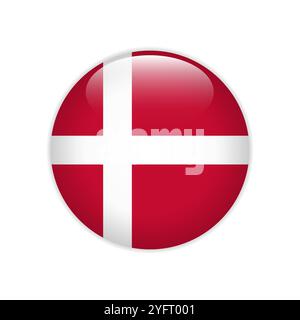 Denmark flag on button Stock Vector