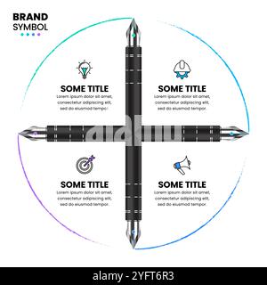 Infographic template with icons and 4 options or steps. Pen. Can be used for workflow layout, diagram, banner, webdesign. Vector illustration Stock Vector