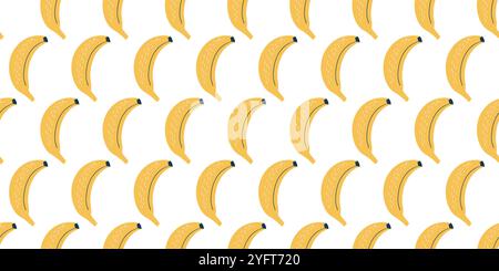 Playful seamless pattern featuring bananas in an organic vector style with flat colors. The design exudes a cheerful, childlike vibe with simplified fruit illustrations Stock Vector
