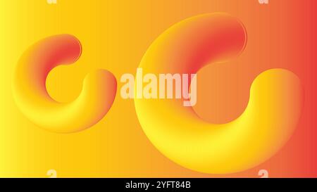 Orange yellow abstract background with curve object Stock Vector