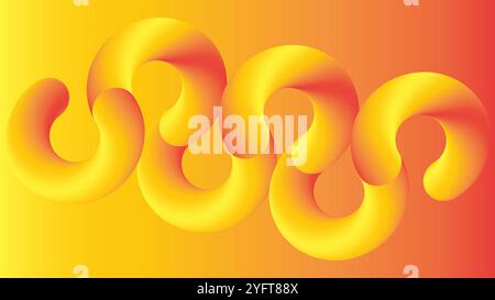 Orange yellow abstract background with curve flow object Stock Vector