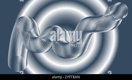 Silver abstract background with wavy pipe of circles Stock Vector